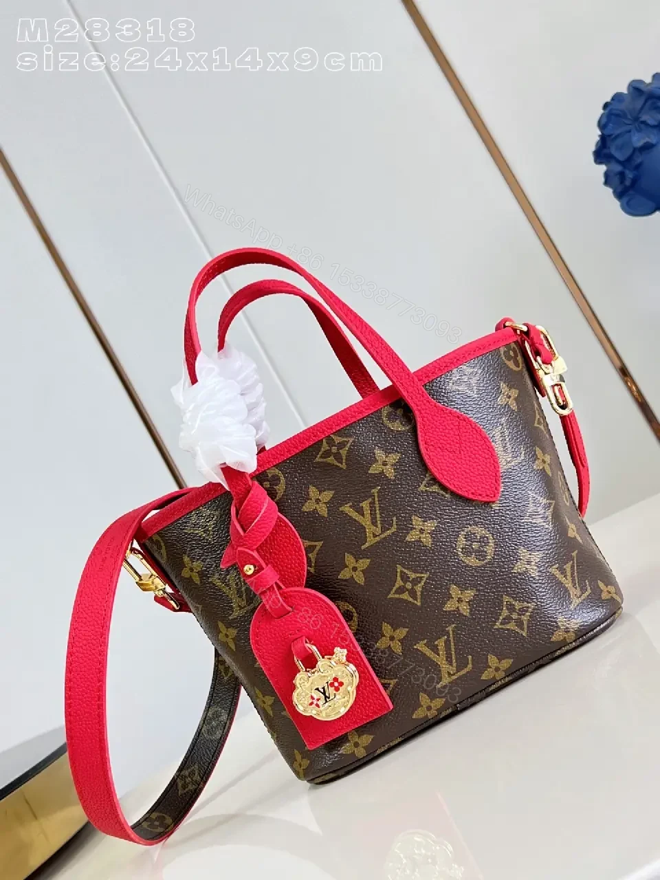 View 3 of Lux Monogram Crossbody with Pink Accent