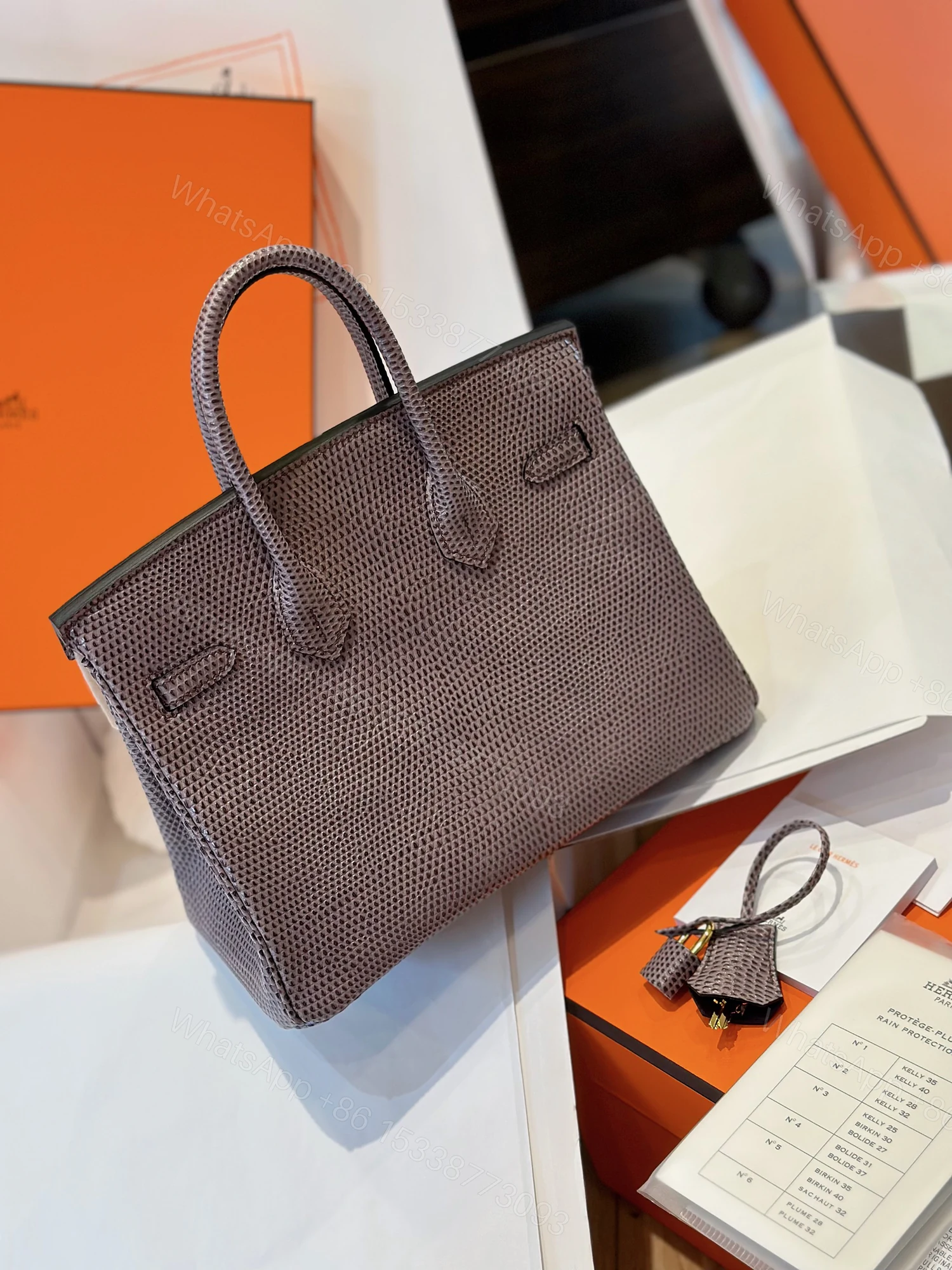 View 5 of Hermes Birkin 25 Tris Fonce Genuine Lizard Leather Palladium Hardware