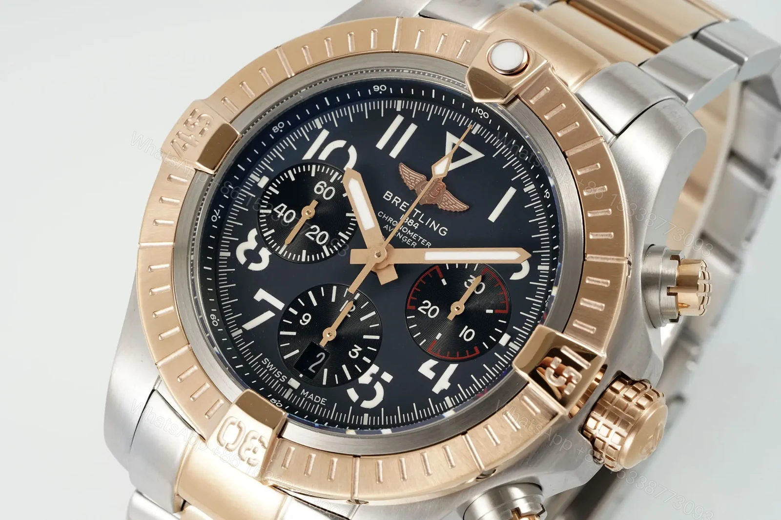 View 3 of Breitling Avenger B01 Chronograph 45 Stainless Steel Red Gold Anthracite Bracelet UB01821A1B1U1