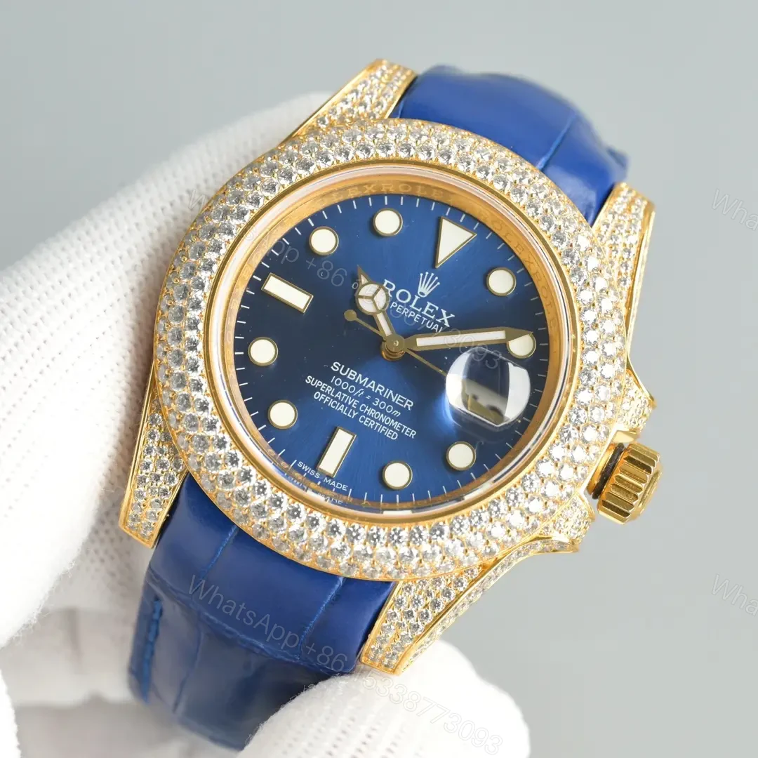 View 3 of Rolex Submariner Water Ghost Gold Diamond Collection Crocodile Leather Watch RLX-SUB-WG-GOLD-DIA-LEATHER
