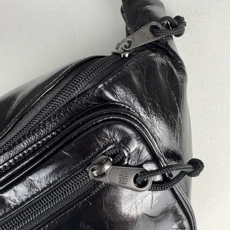 View 9 of Balenciaga Belt Bag: Black Leather, Compact Luxe Crossbody
