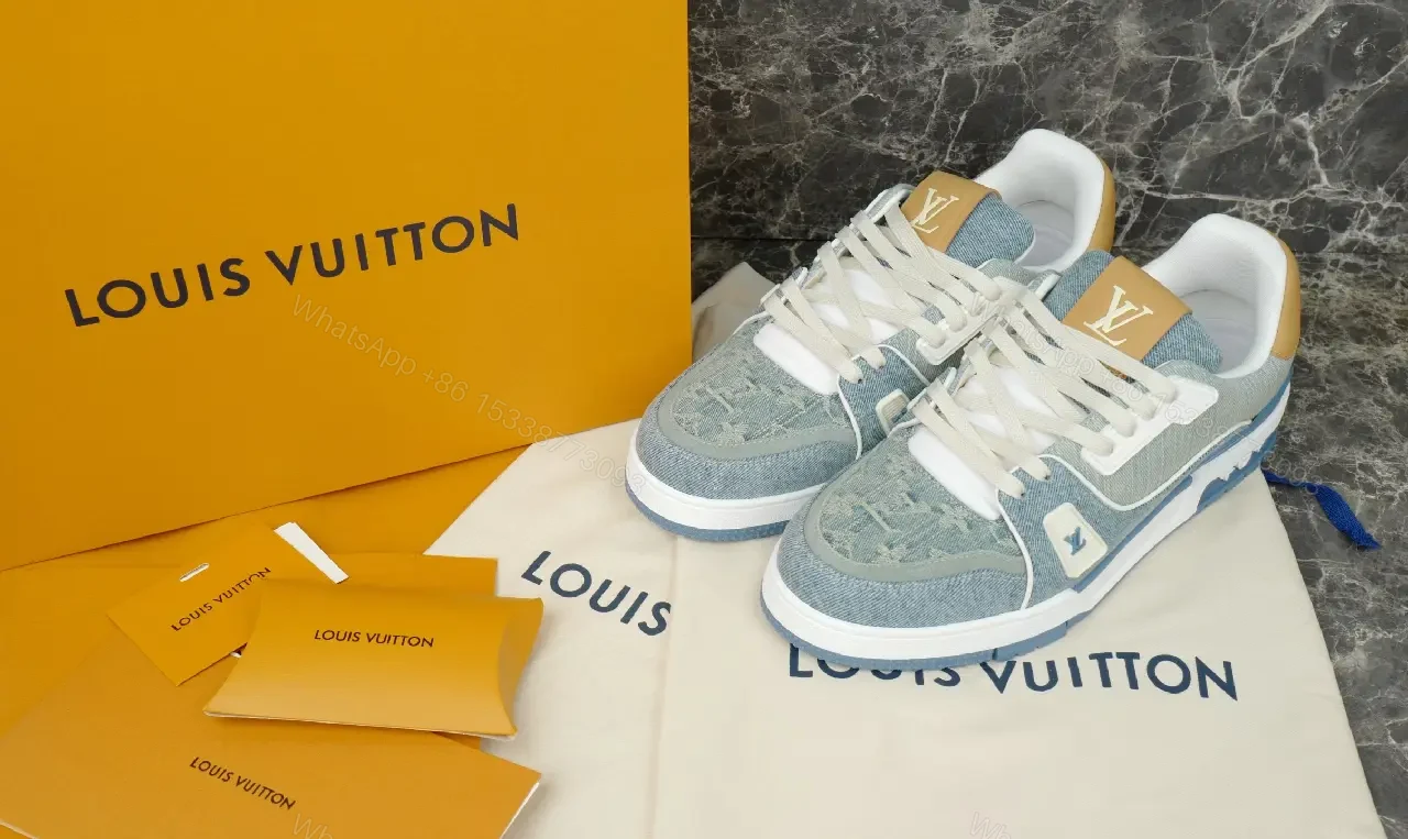 View 8 of Blue-Gray Denim Low-Top Cushioned Sneaker