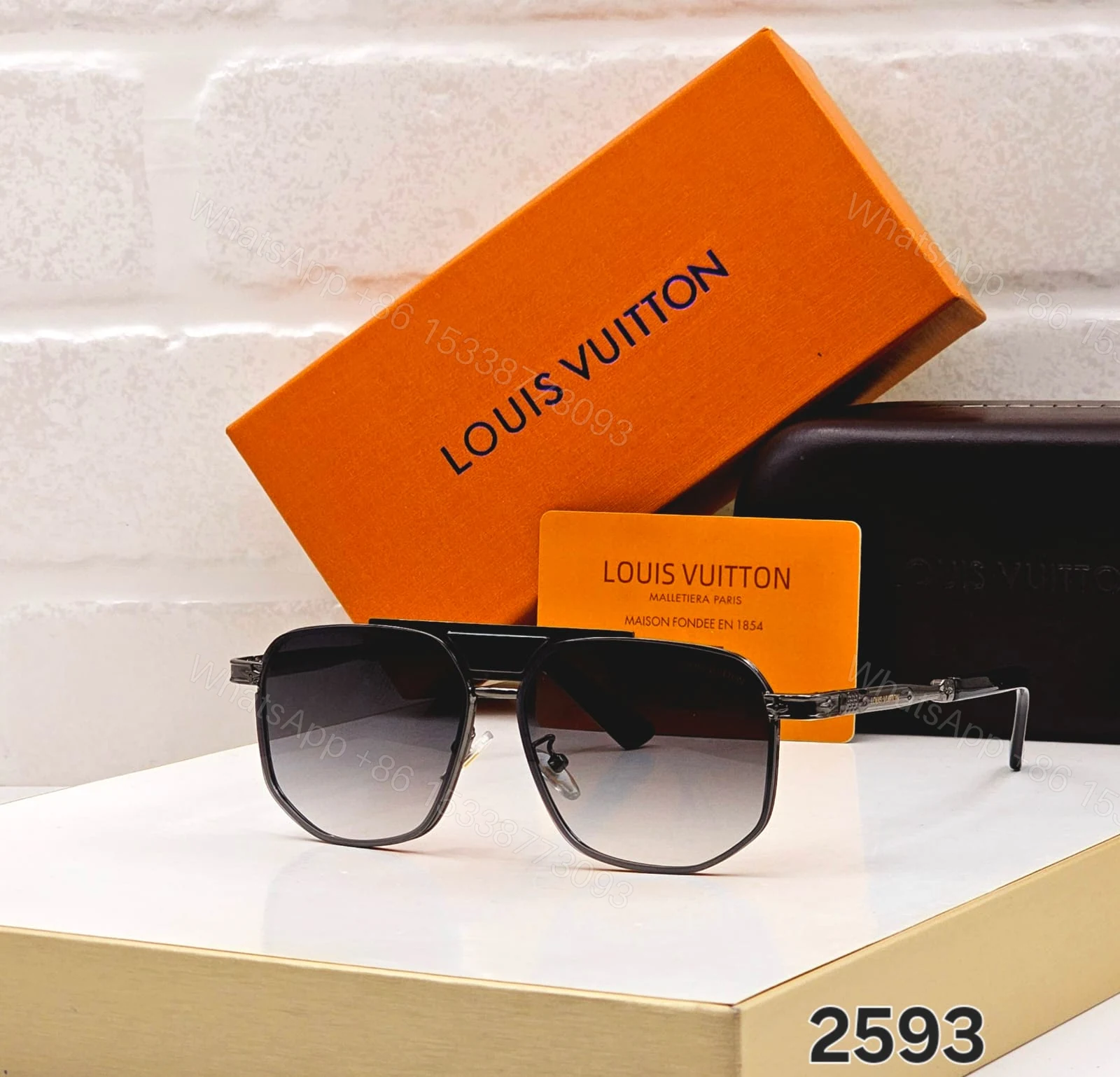 View 3 of Louis Vuitton 2593 Square Aviator Black-Grey