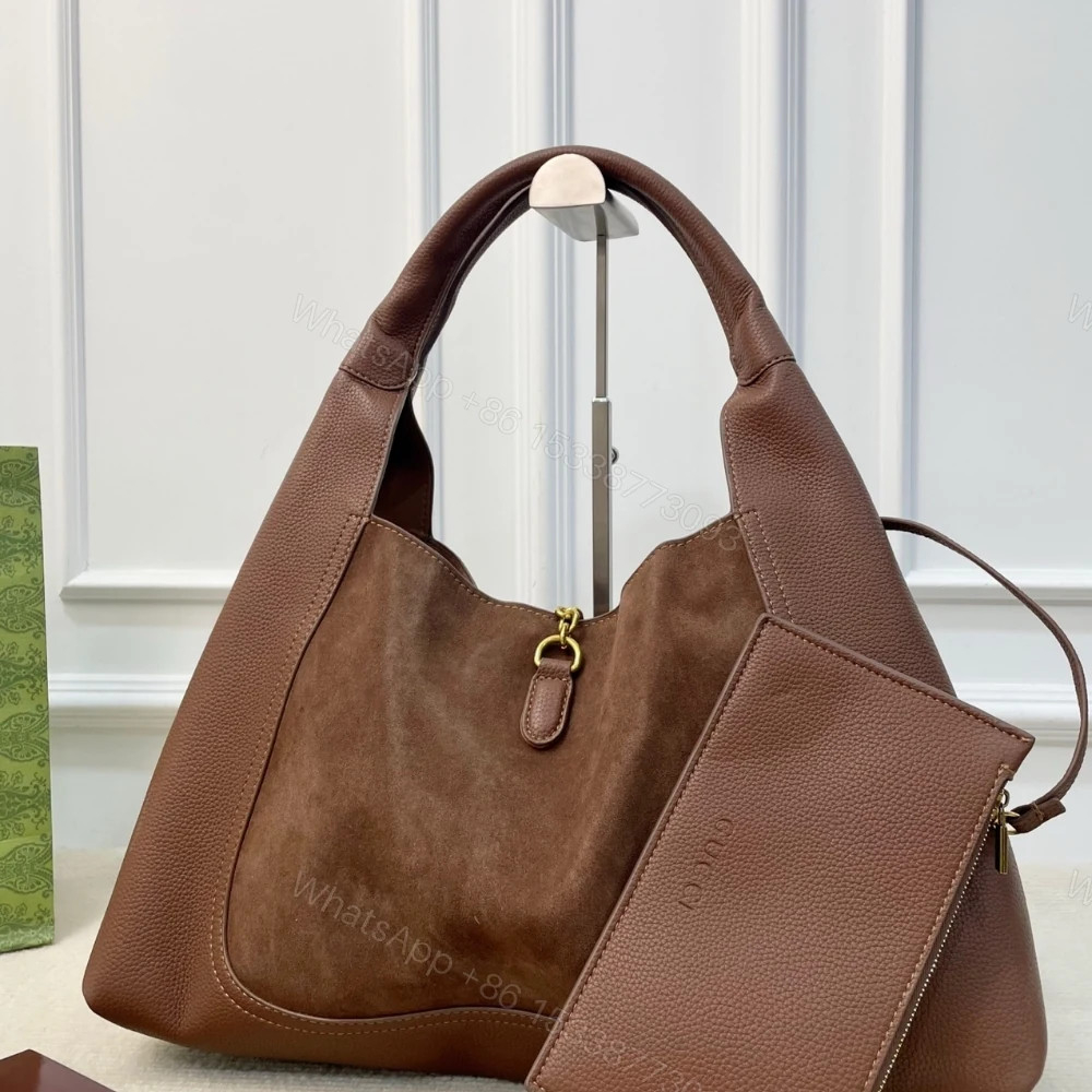 View 5 of Gucci Softbit Maxi Suede Shoulder Bag Brown 42Cm