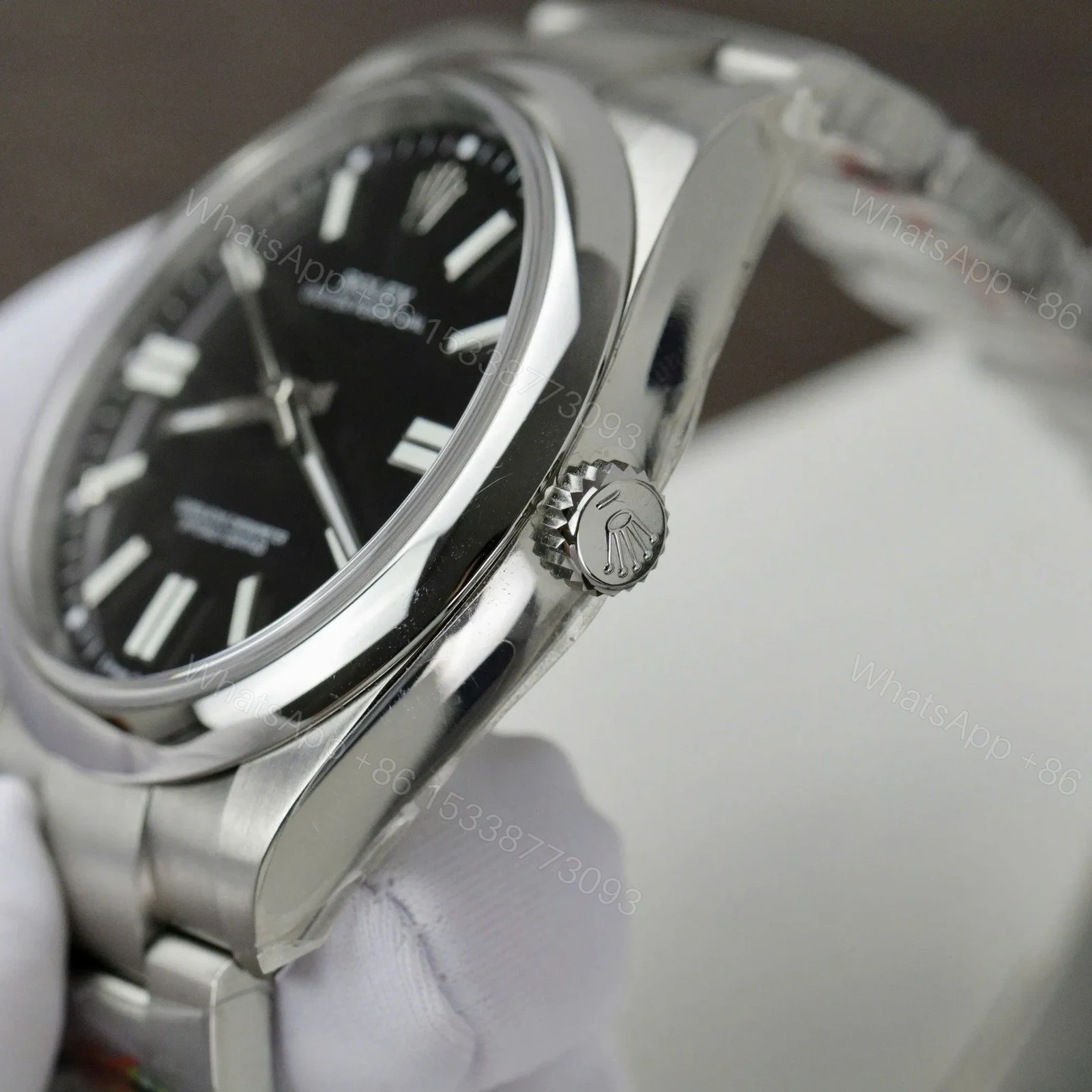 View 3 of Replica Rolex Oyster Perpetual Lady Black Dial 124200 34 mm
