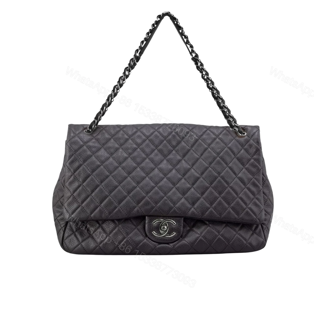 CHANEL XXL AIRLINE CLASSIC TRAVEL FLAP BAG CAVIAR BLACK SILVER HARDWARE 46CM — view 1