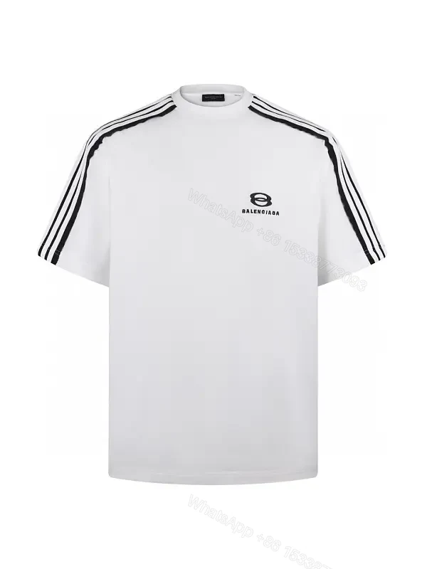 White Textile Athletic Tee Balenciaga Logo Short-Sleeve T-Shirt — view 1