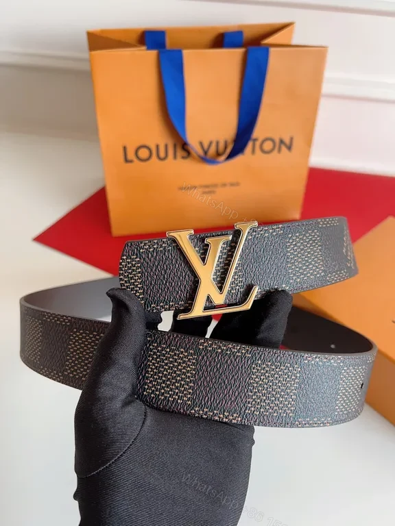 Modern Patterned Belt with LV Hardware - Signature Luxury Belt — view 1