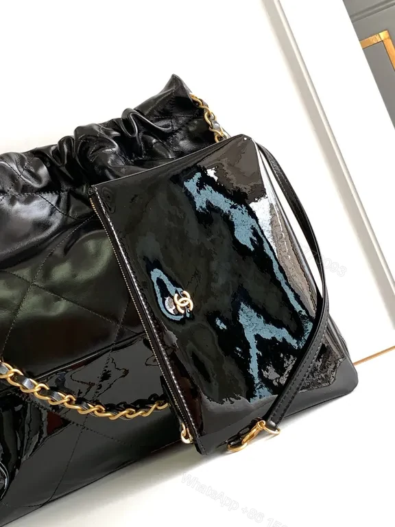 View 3 of Chanel-Inspired Quilted Drawstring Bag Duo + Gold Chains