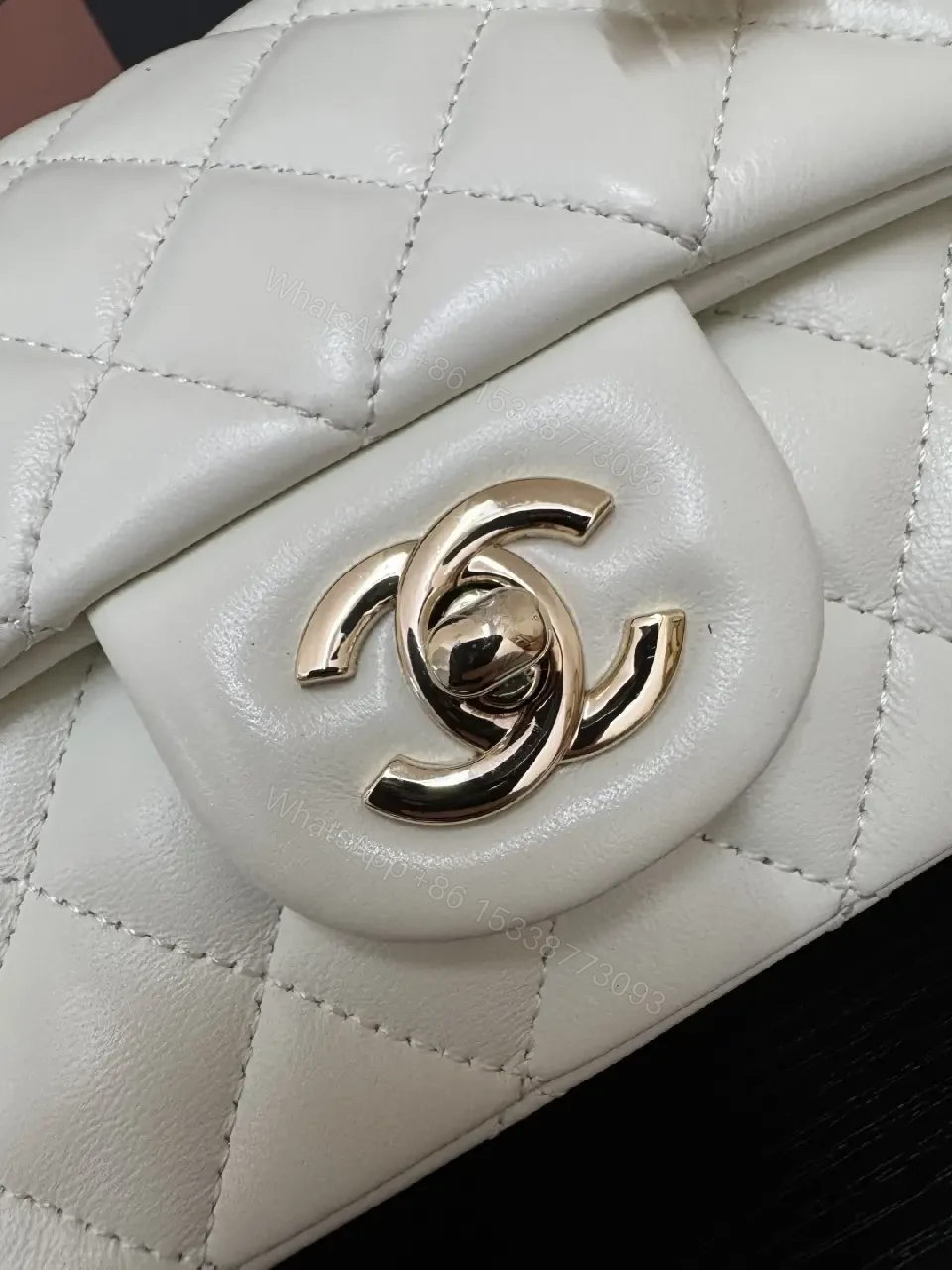 View 9 of White Quilted Luxe Handbag with Diamond Bow Charm - Satchel Style