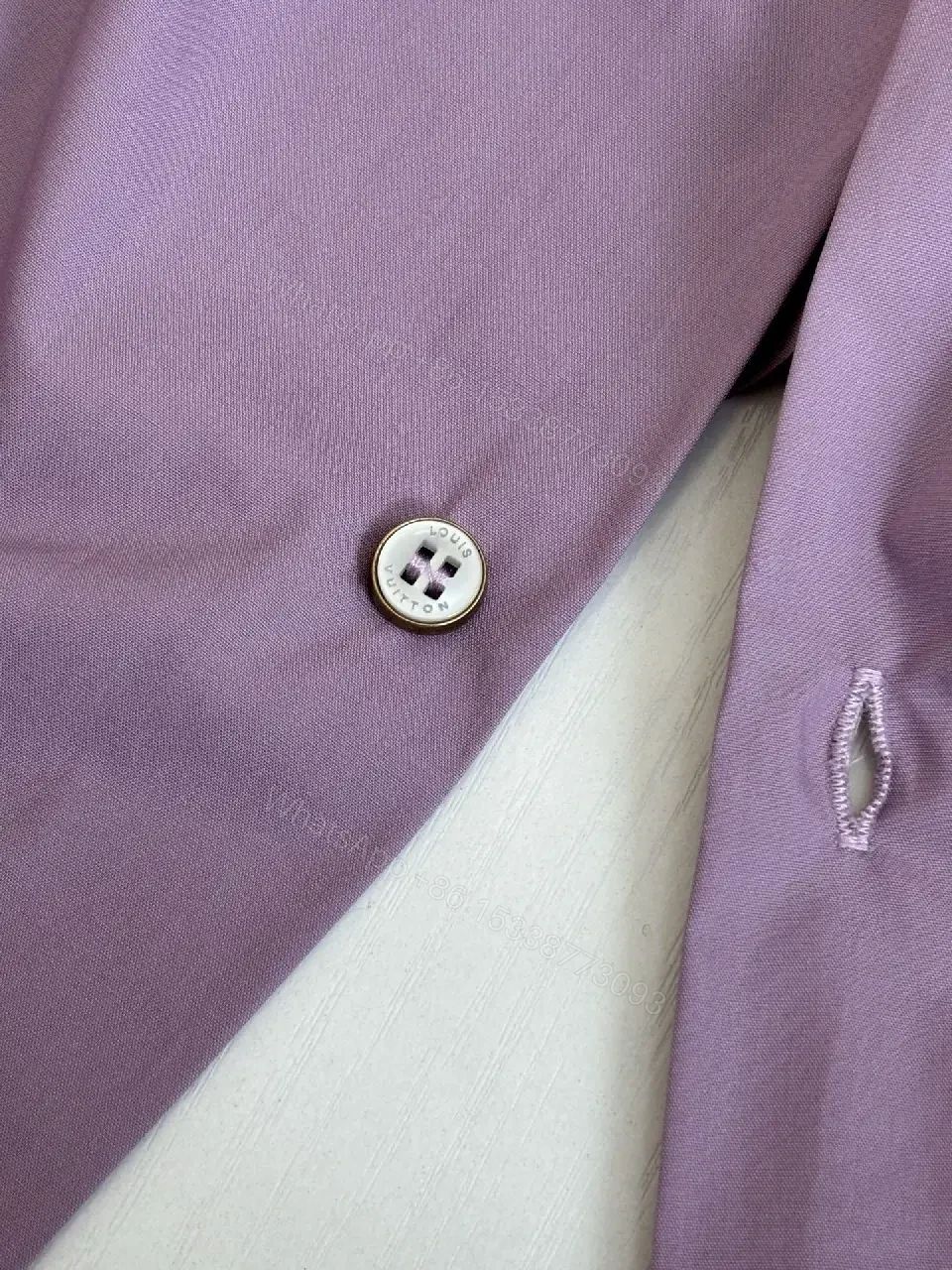View 7 of Lavender Cotton-Blend Short-Sleeve Shirt with Logo