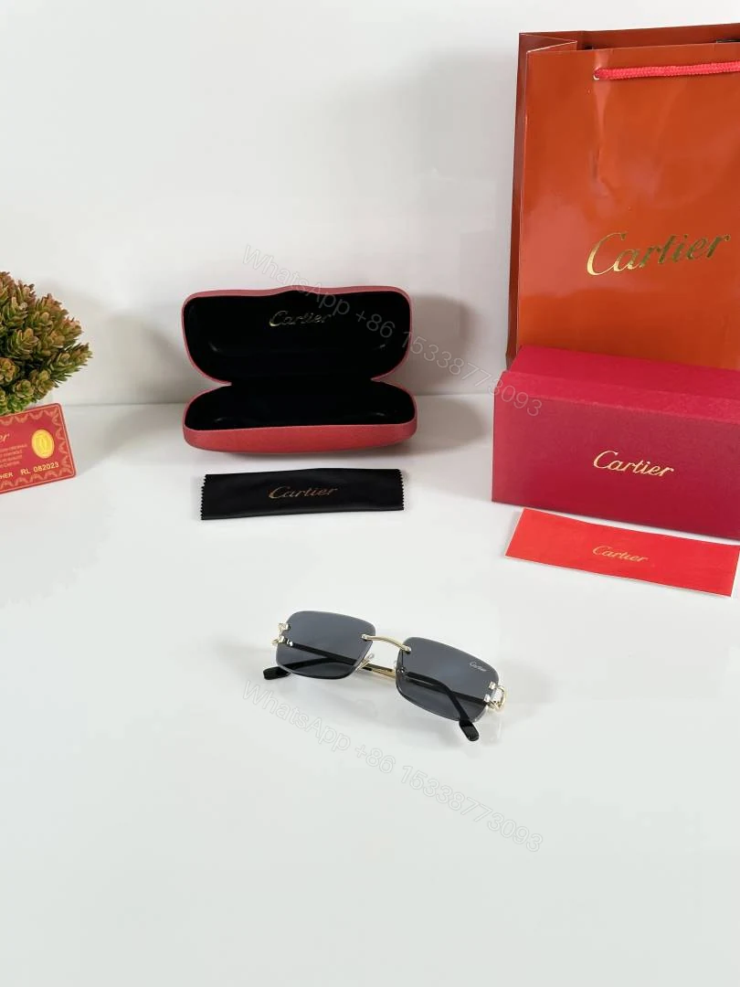 View 4 of First Copy Cartier 0680 Gold Black Sunglasses