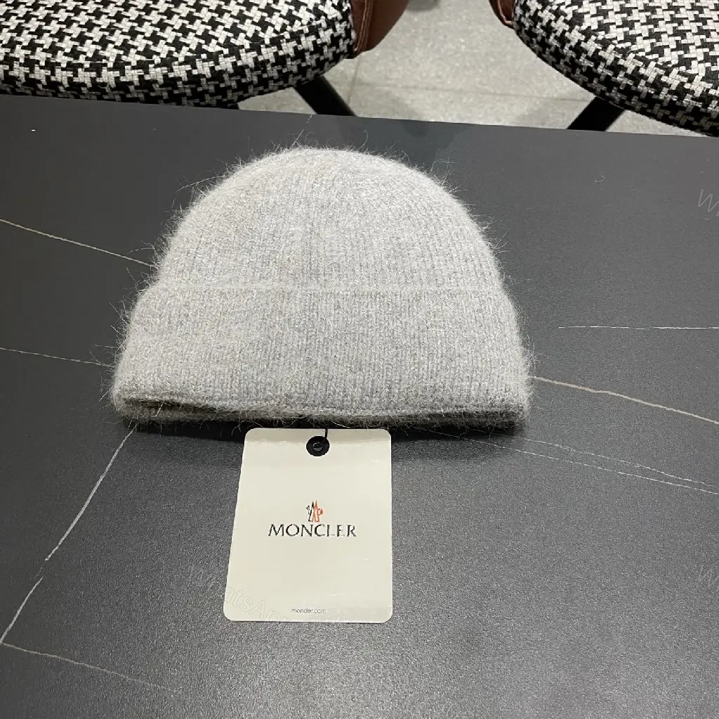 View 8 of Cozy Perimeter Beanie: Textured Knit, Subtle Emblem, Neutral Gray