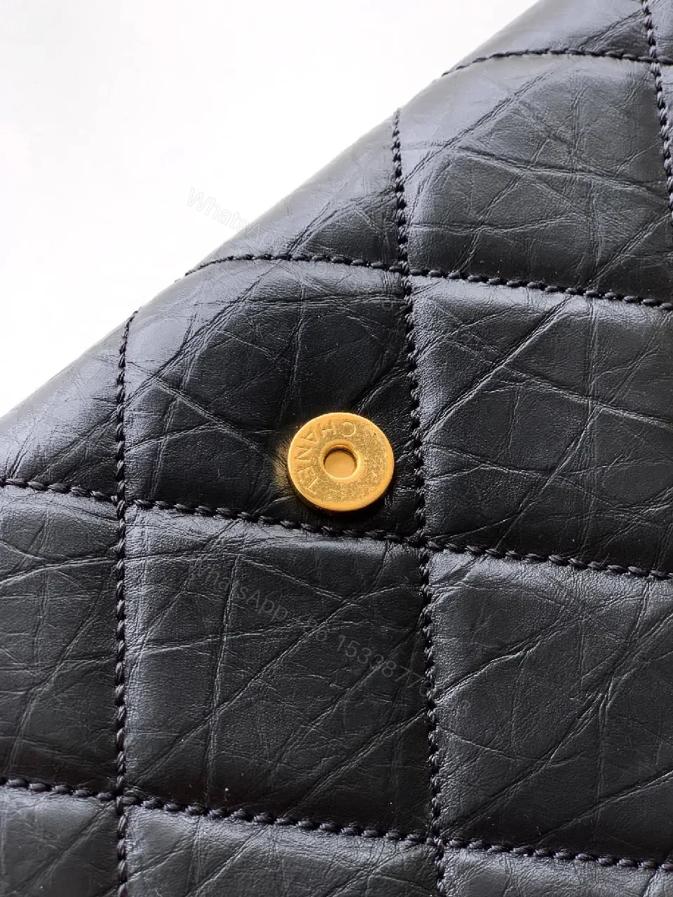 View 6 of Quilted Black Clutch with Gold-Accent Hardware Luxury Compact