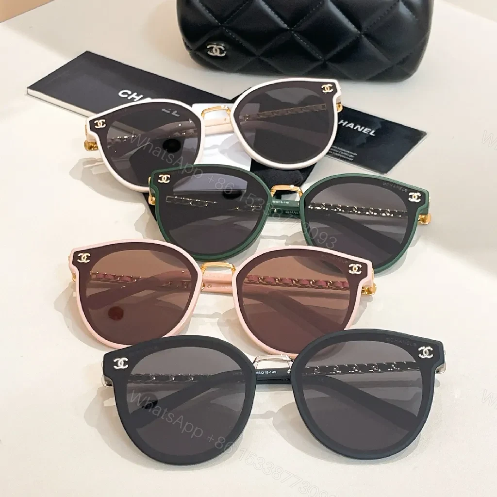 View 2 of Classic Black Round Sunglasses with Chain Detail, Luxe Acetate, Everyday Wear