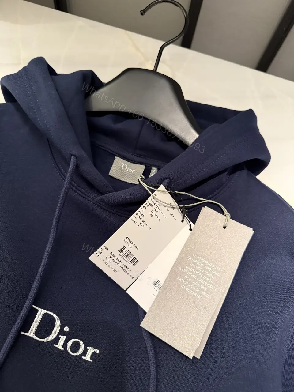 View 7 of Navy Luxe Hoodie: Minimalist Logo, Premium Comfort