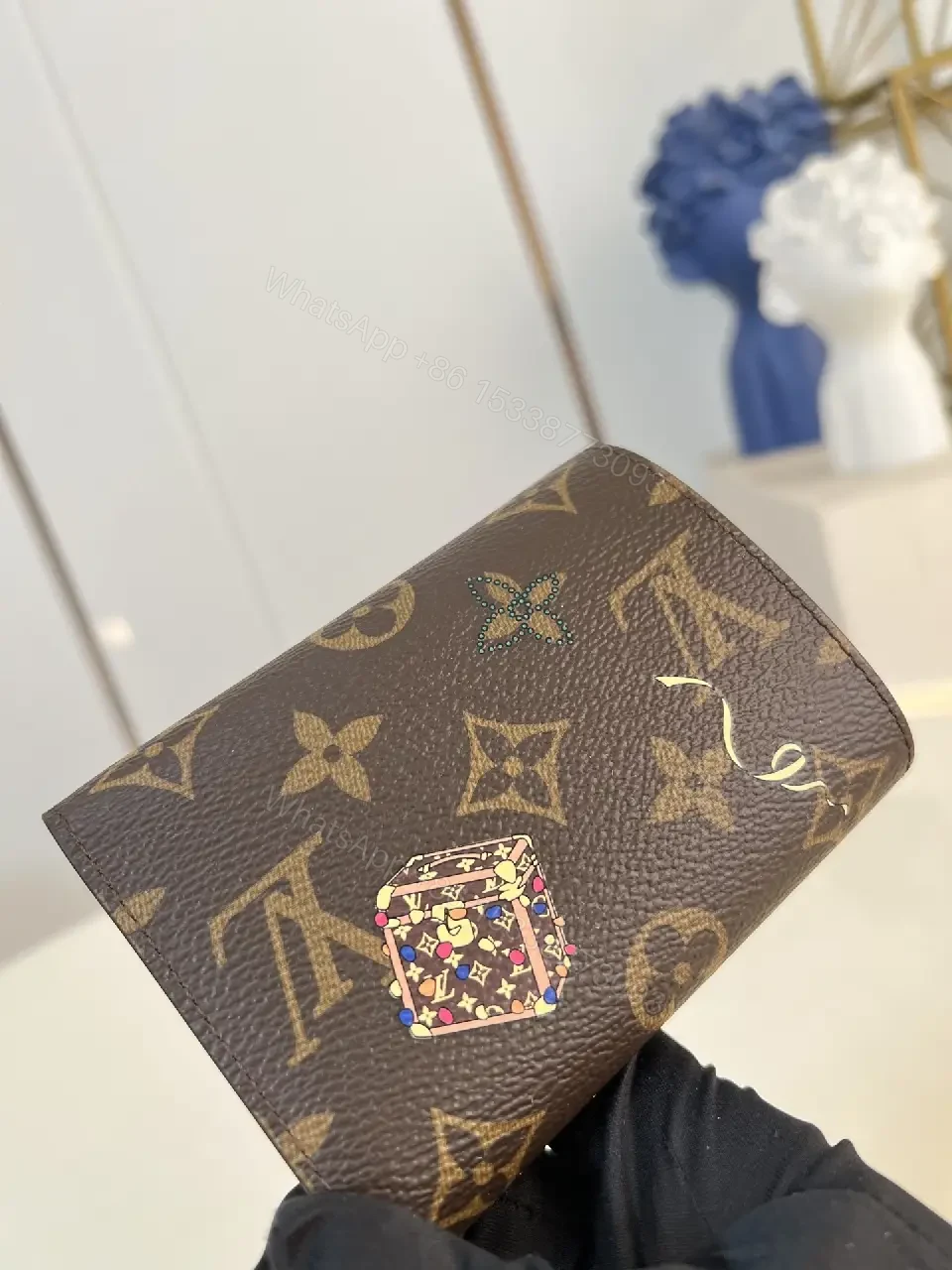 View 3 of Compact Luxury Card Holder with Enamel Accents