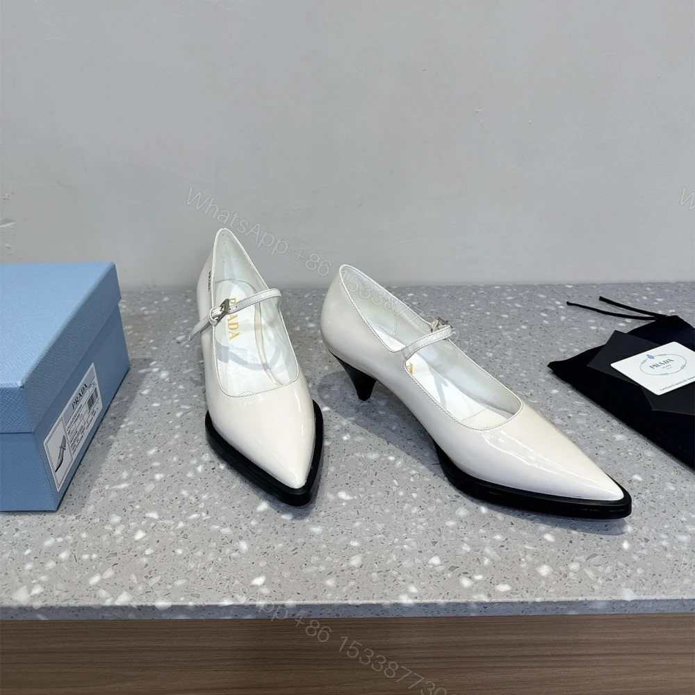 View 5 of 高仿Prada*1I751M尖頭錐形跟高踭鞋5.5CM白色免檢版