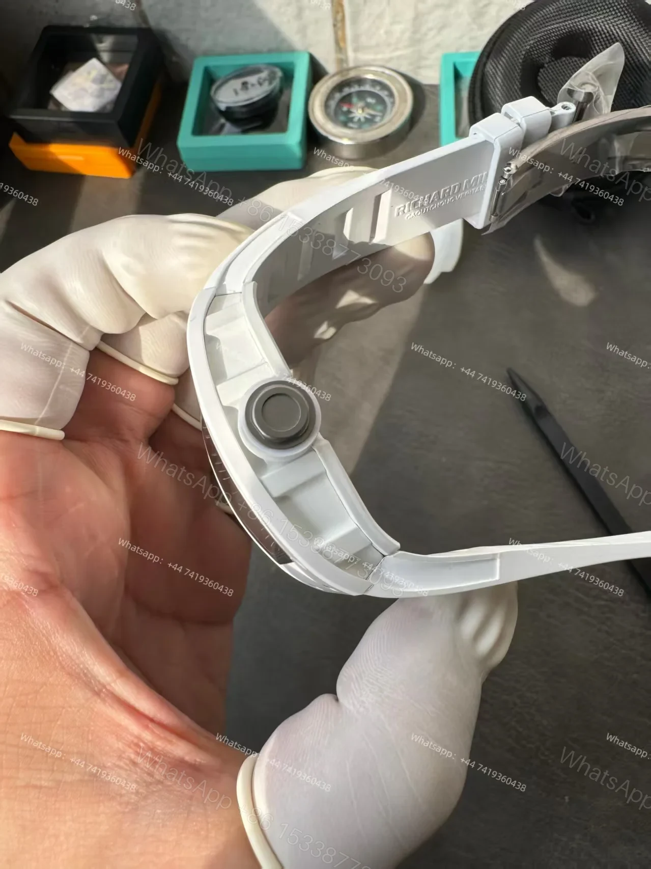 View 20 of Richard Mille RM 055 White Ceramic Skeleton Vaucher Free-Sprung Movement White Rubber Strap Custom Super Clone