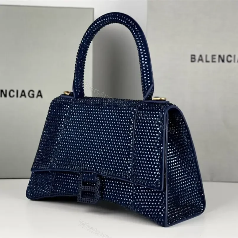 View 8 of 高仿Balenciaga*Hourglass系列沙漏包滿鑽深藍色S