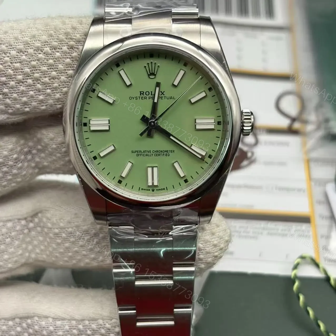 View 4 of Superclone Rolex Oyster Perpetual 277200 Pistachio Dial