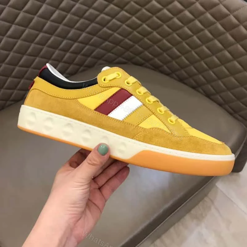 View 3 of GUCCI MEN’S YELLOW LEATHER AND NYLON SNEAKERS – GC63