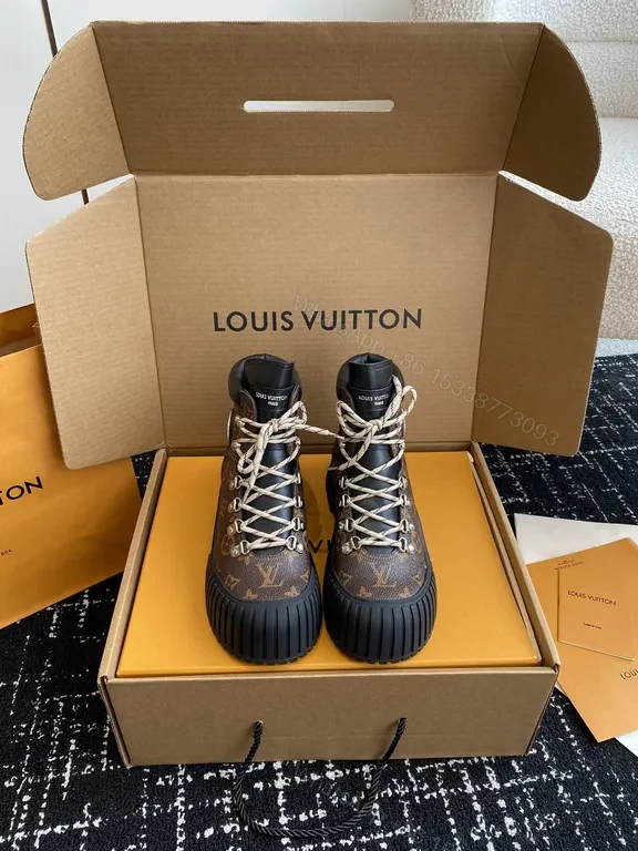 Bold Monogram Boots: LV-Inspired Luxe Mid-Top Sneakers — view 1