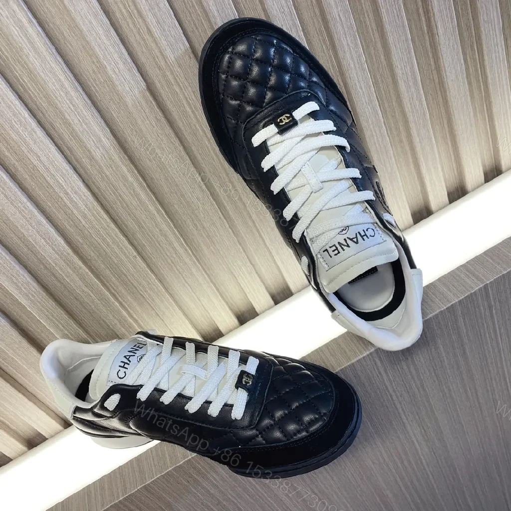 Quilted Leather Sneaker - Dual-Texture Black & White, Luxe Comfort — view 1