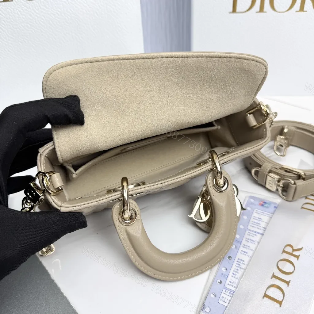 View 7 of Chic Taupe Quilted Mini Bag with Gold Hardware