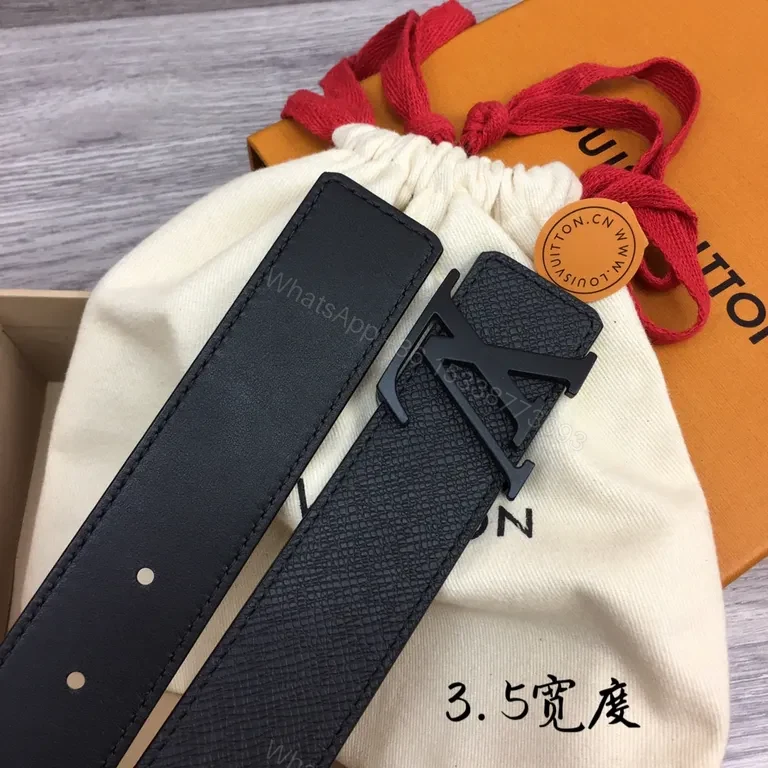 View 5 of Bold Leather LV Belt: Textured Luxury, Subtle Logo, All-Day Comfort