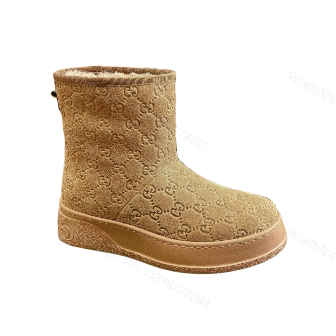 GUCCI WOMEN’S BOOT GG SUEDE CANVAS BROWN — view 1