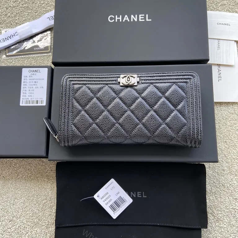 Black Quilted Leather Wallet with CC hardware â€” Everyday Opulence — view 1