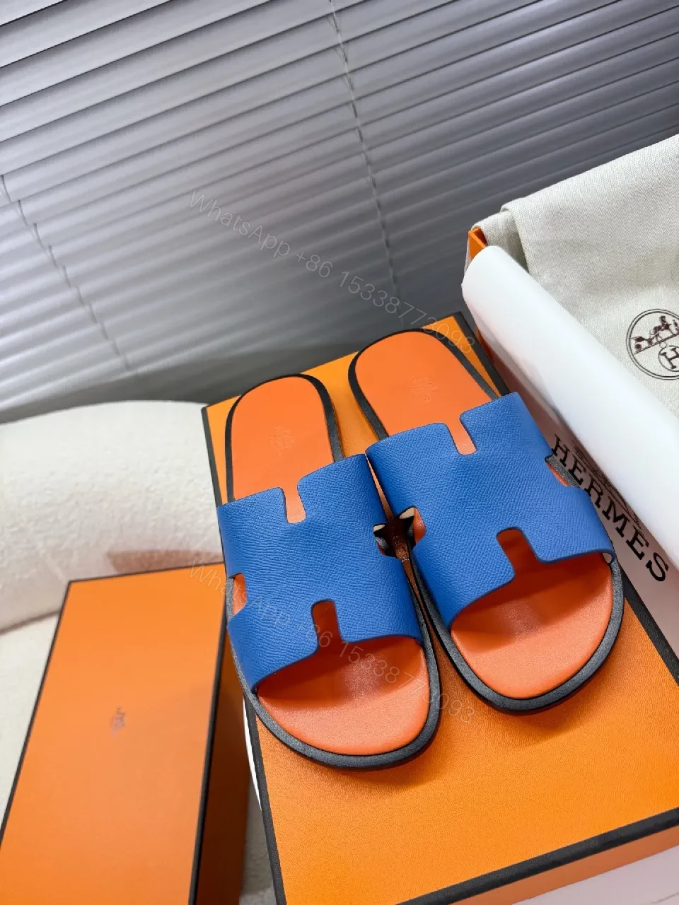 View 2 of Blue Coral Slip-On Sandals | Luxury Leather, Modern Comfort, Signature Detailing