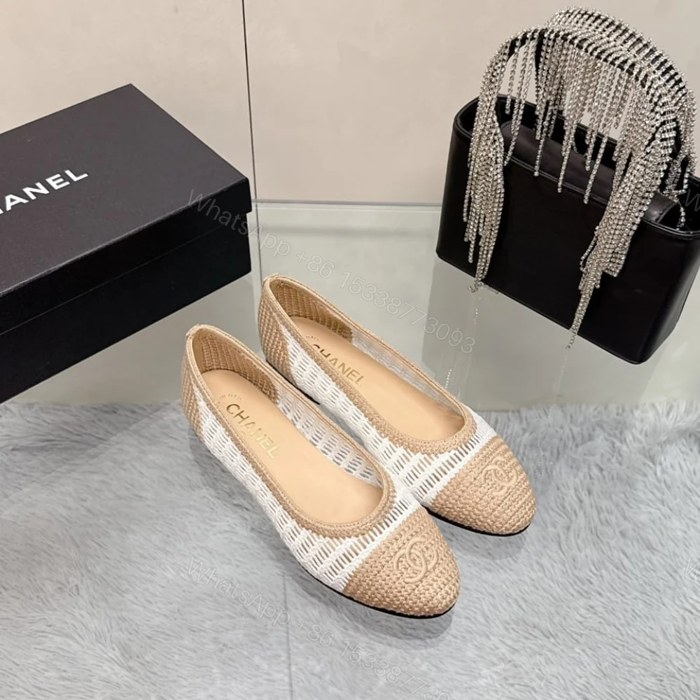 View 2 of Chanel Ballet Flats Raffia White And Beige G46352 B19806 NAFBO