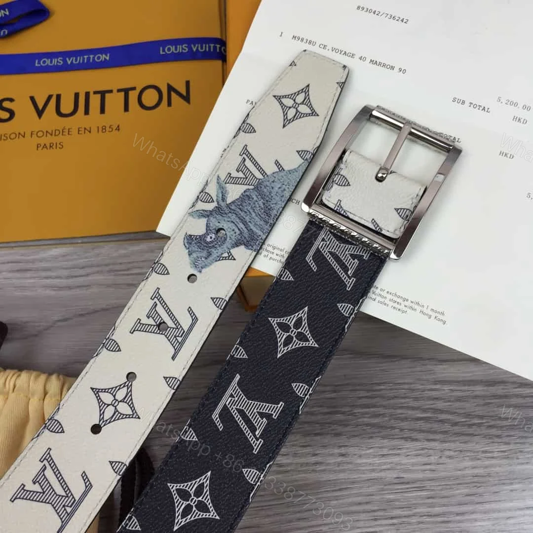 View 8 of LOUIS VUITTON WHITE/BLUE MONOGRAM SA.VANE CANVAS CHAP.MAN BROTHERS RE.VERSO BELT – B101