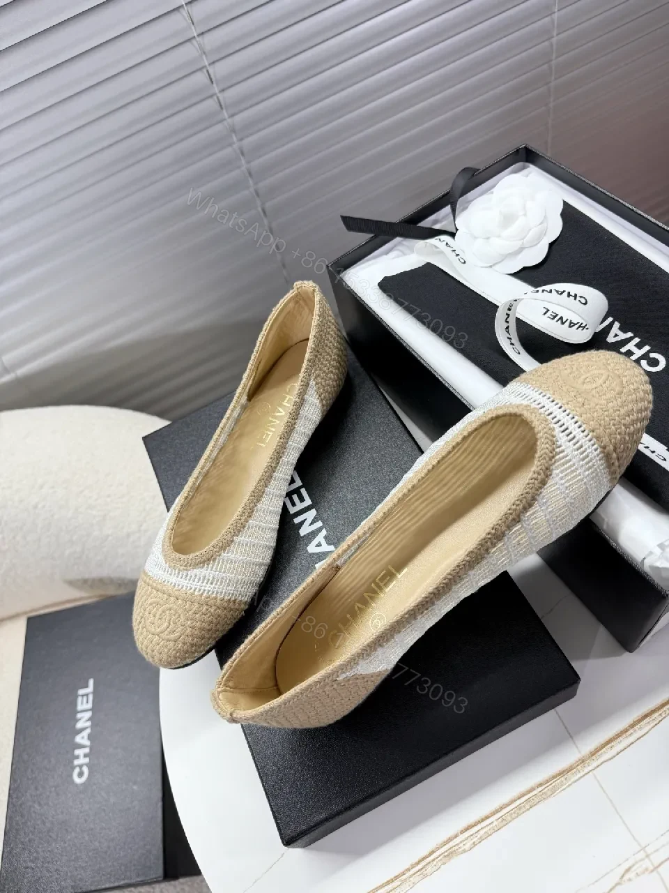 View 9 of Textured-Woven Chanel-Inspired Espadrille Flats, Low-Profile Comfort
