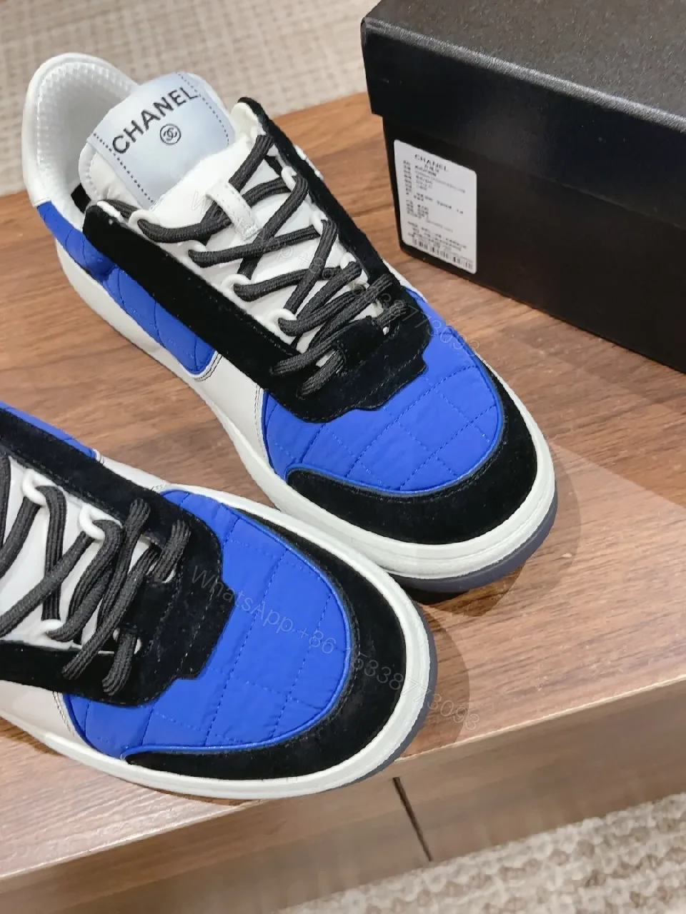 View 7 of Blue-Trim Suede-Textile High-Top Sneakers: Chic Comfort, Urban Edge