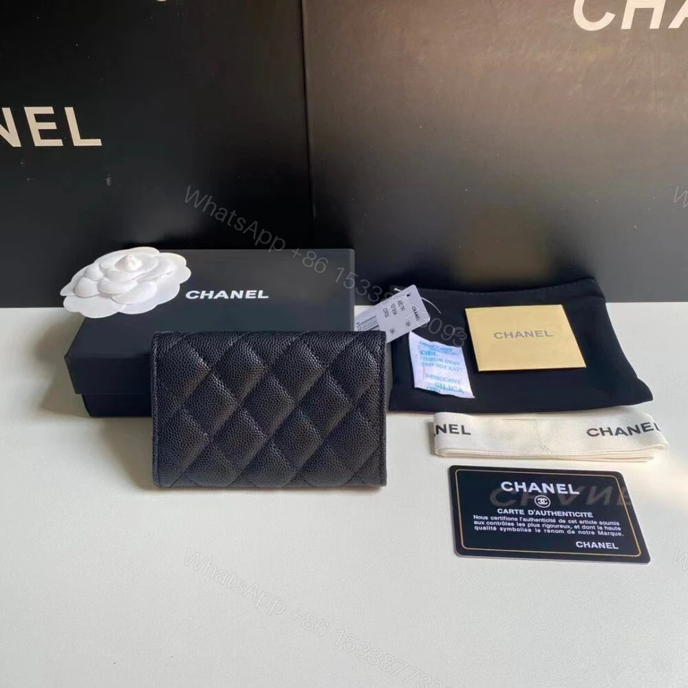 View 6 of Chanel Classic Card Holder Grain Black With Gold Hardware 11Cm AP0214 Y01864 C3906
