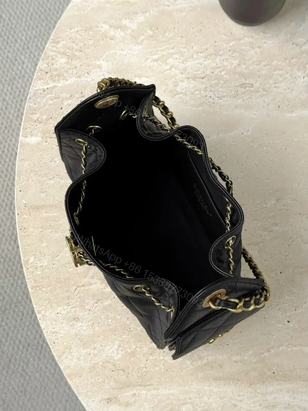 View 4 of Chanel 25 Bag Black with Gold Hardware Caviar Leather