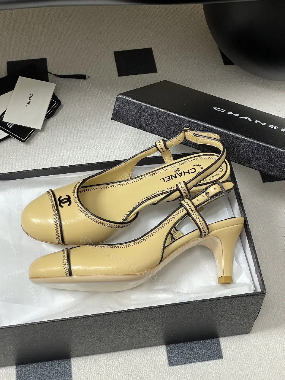 View 3 of Champagne Leather Slingback Heels: Minimalist Luxury Comfort