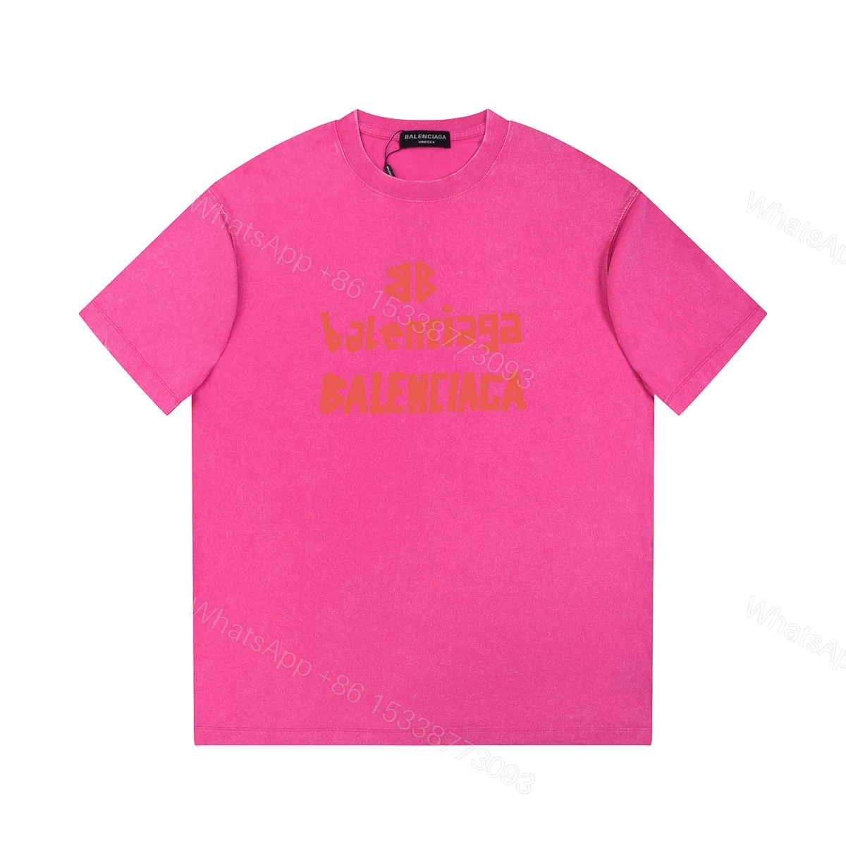 Balenciaga 高仿 男款做舊水洗LOGO短袖T恤 潮流街頭寬鬆版型 — view 1