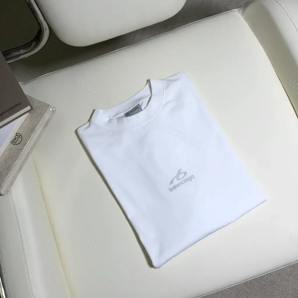 View 10 of white cotton oversized tee with logo motif premium everyday luxury