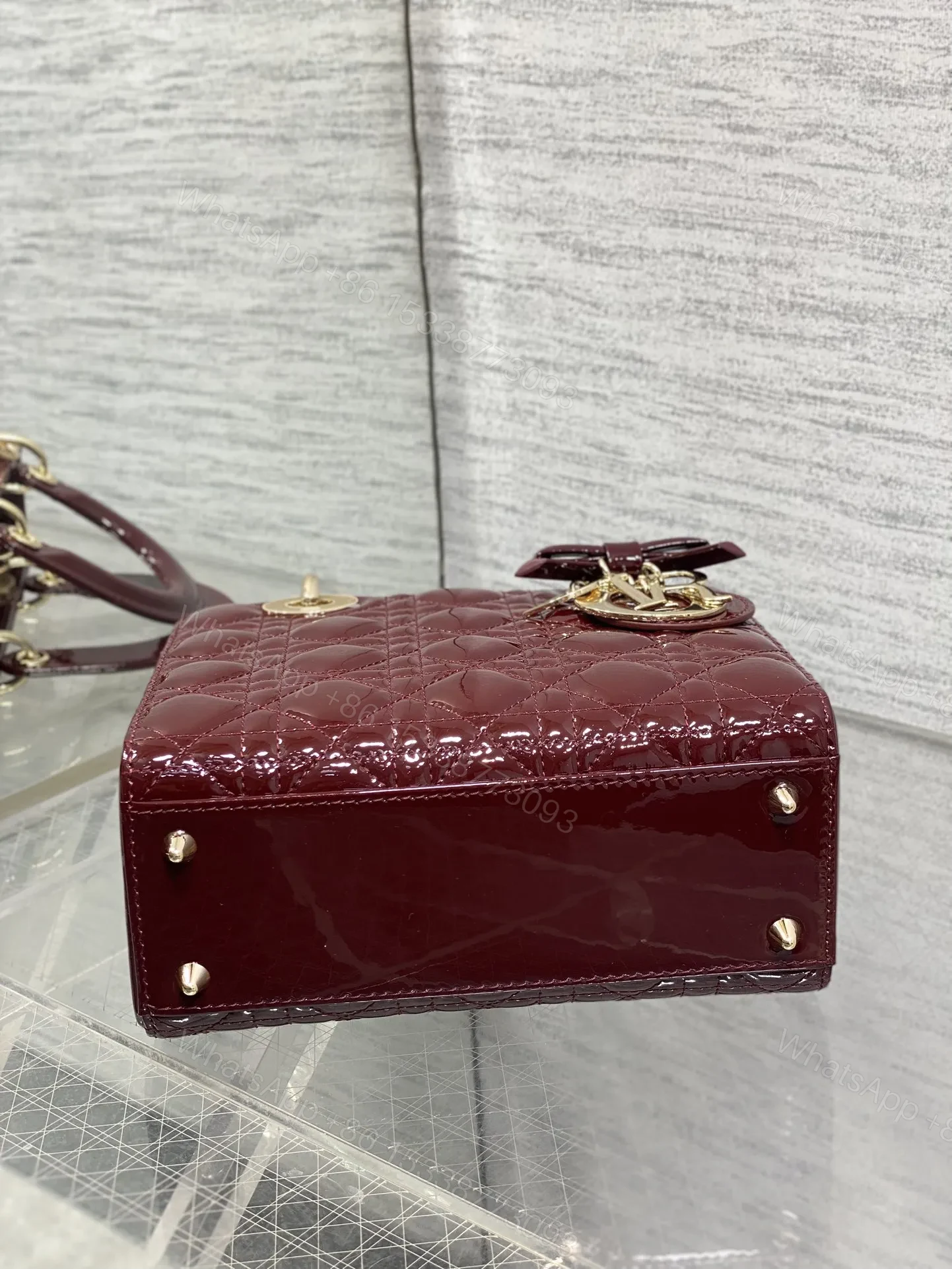 View 6 of CHRISTIAN DIOR LADY DIOR BURGUNDY GOLD HARDWARE