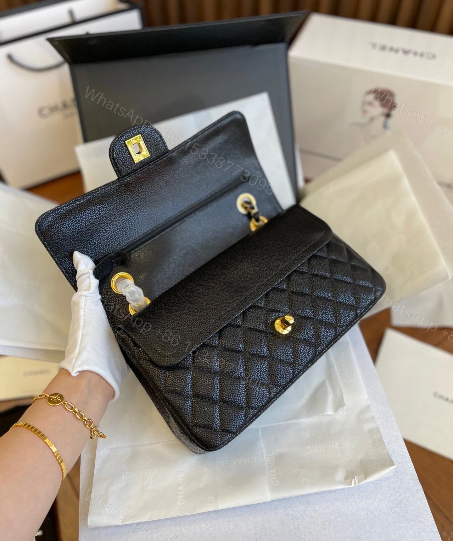View 4 of CHANEL CLASSIC FLAP QUILTED BLACK BAG PURSE