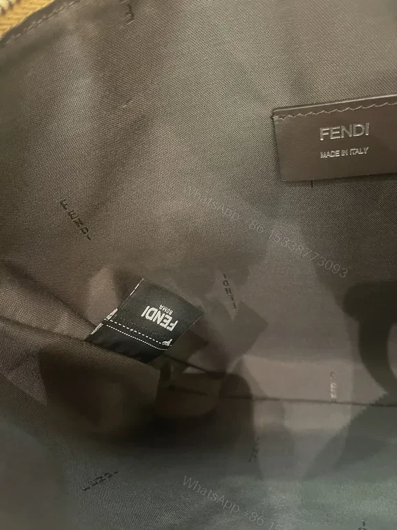 View 9 of Black Canvas + Leather Accents + Compact Messenger + Signature Fendi-Inspired Pattern + Bag