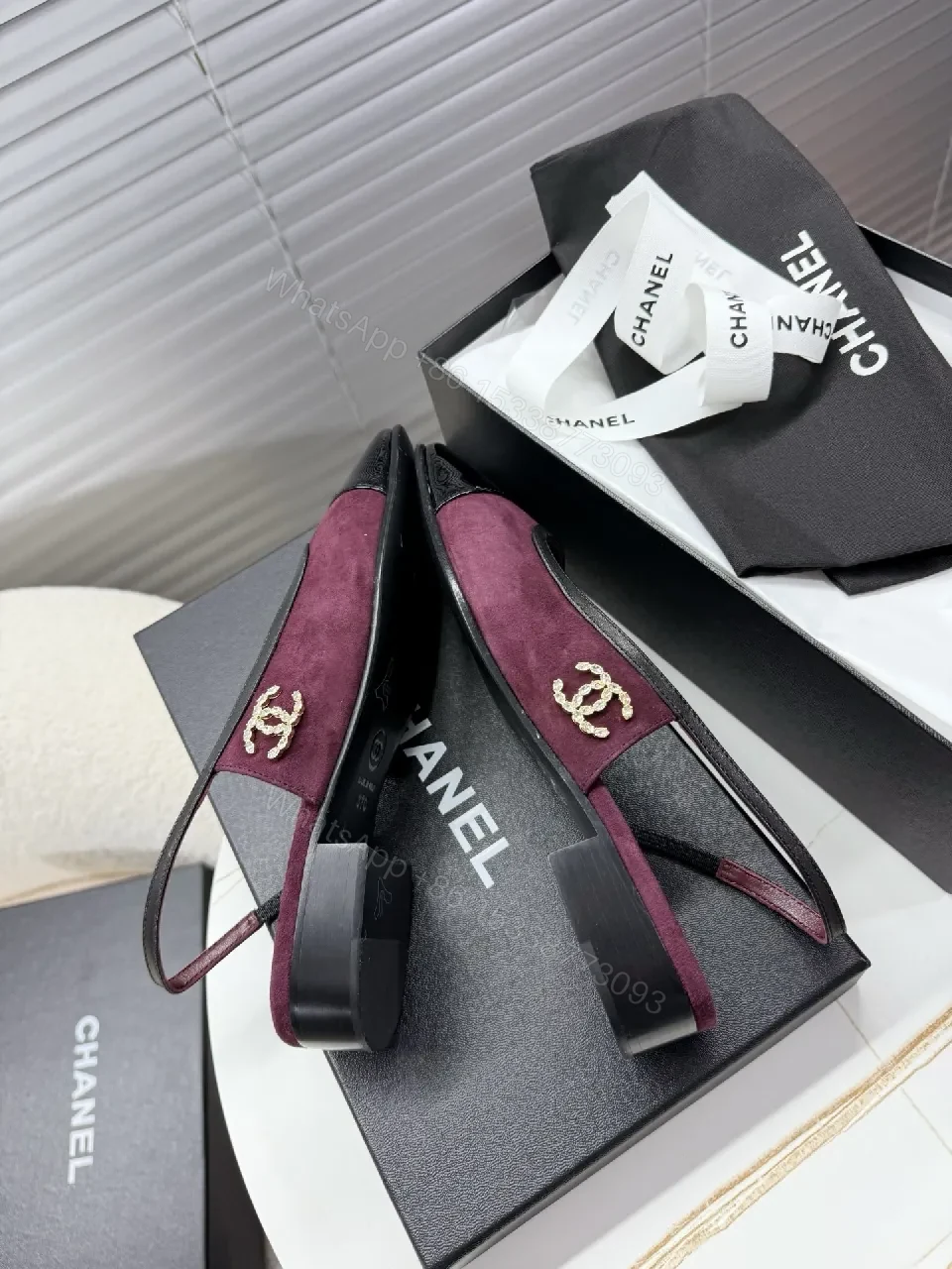 View 2 of Velvet Slingback Flats with Patent Cap, Elegant, Comfortable