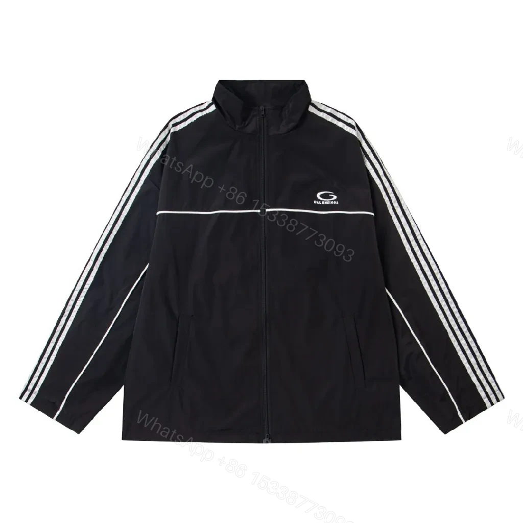 Black + Windbreaker + Streetwear + Contrast piping + Windbreaker — view 1
