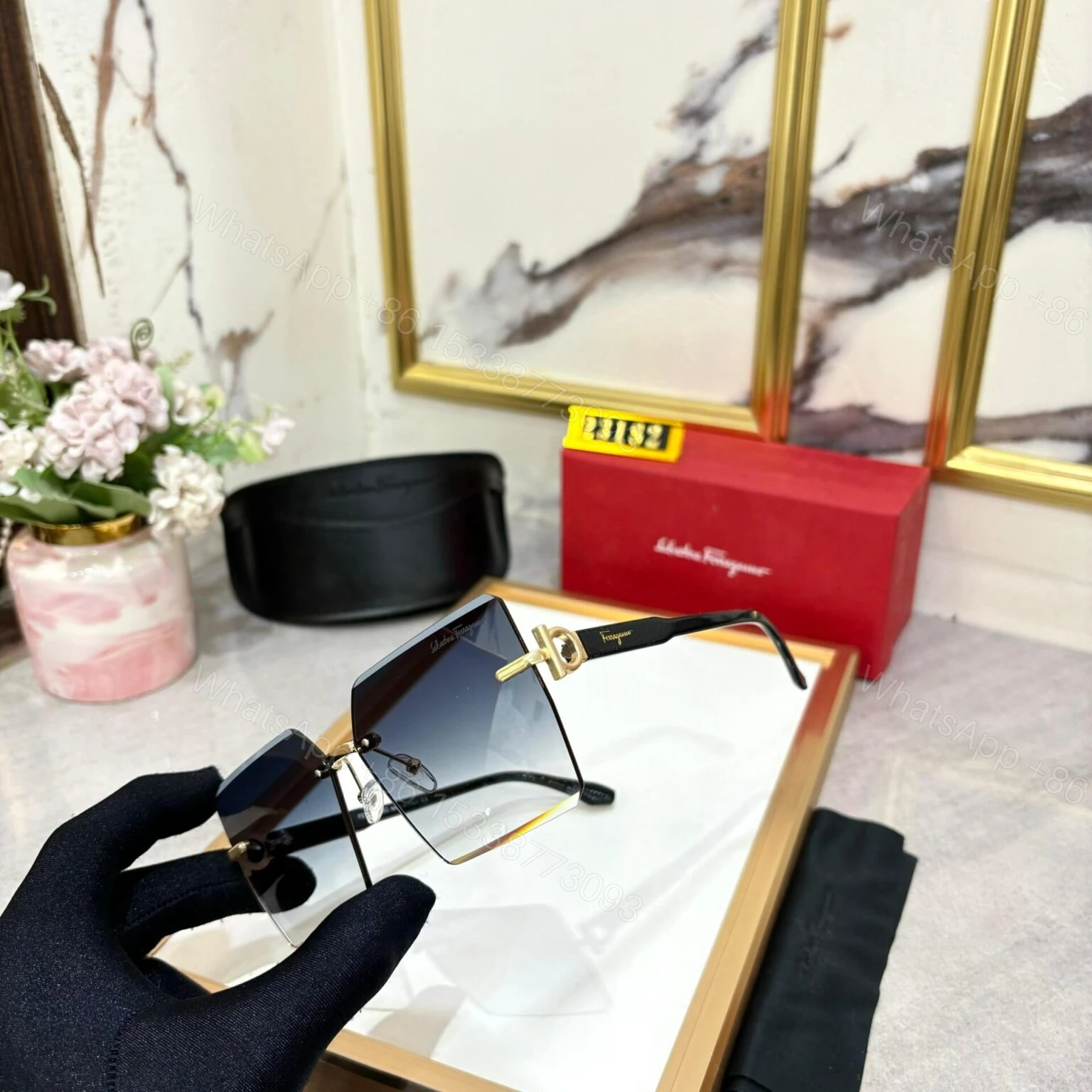 View 2 of Salvator Ferragammo Women Sunglass Black