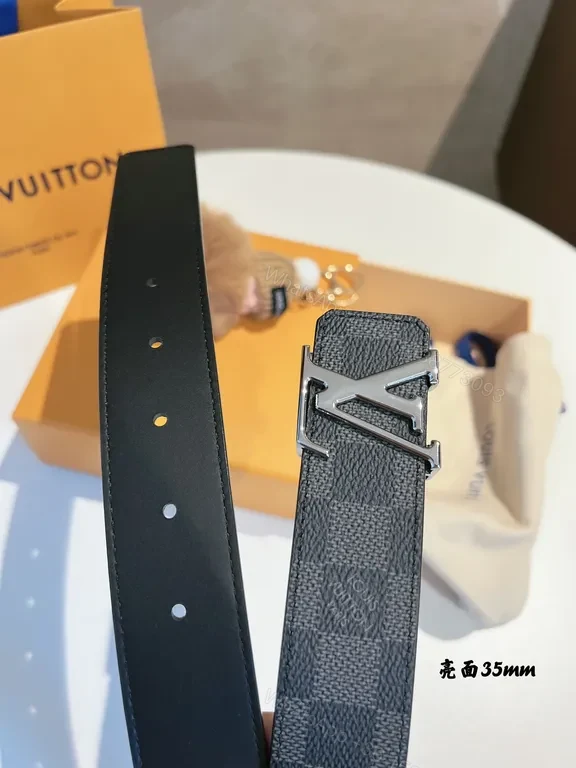 View 8 of Louis Vuitton Damier 35mm Belt â€“ Silver LV Buckle, Dark Graphite