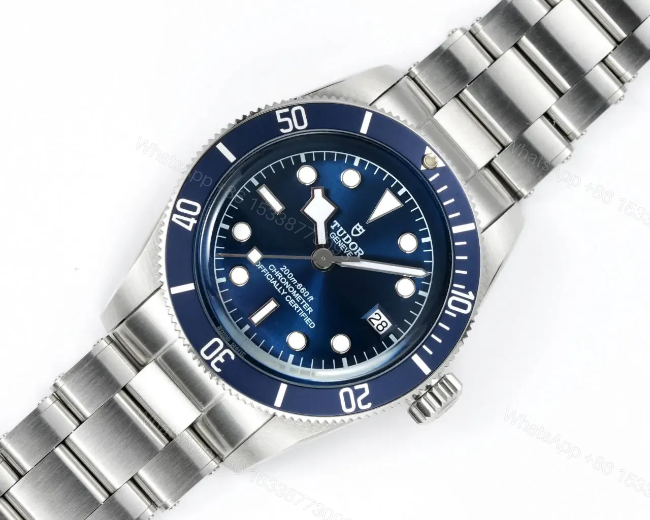 View 3 of Tudor Blue Bay Watch Blue Dial Blue Bezel Steel Bracelet Premium 41MM TUD-BB-BLU-BEZ-STL-41